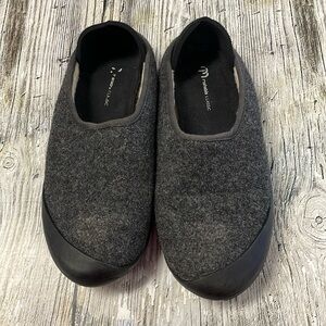 mahabis CLASSIC grey black wool slippers with outdoor non-slip soles,